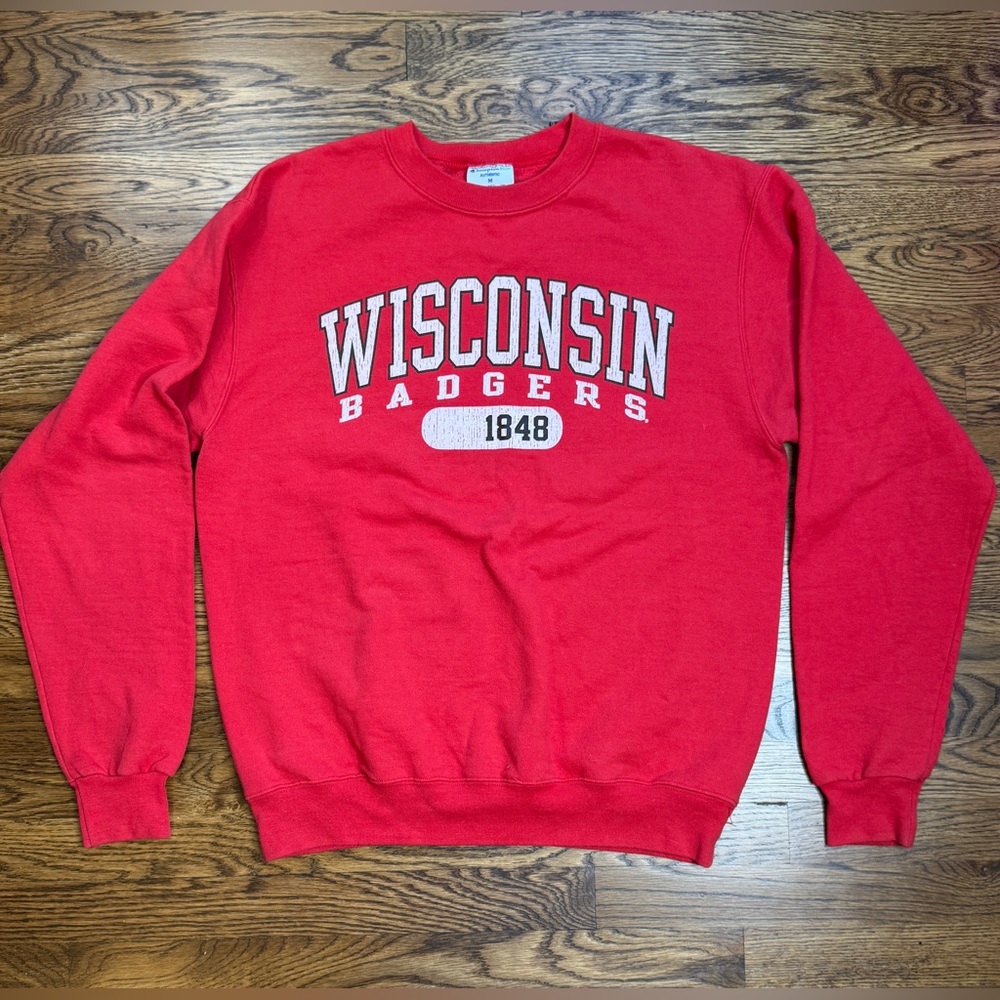 Champion Eco Authentic Wisconsin Badgers Red 1848 Red Sweatshirt College M